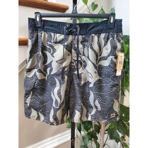 Quick Silver Men's Blue & Gray Polyester Logo Print Pull On Swimwear Shorts M